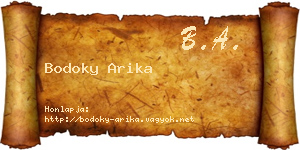 Bodoky Arika névjegykártya
